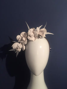 Leather and feather rose flower crown