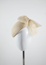 Straw Beret with side bow. Handmade Millinery, made in London front view.