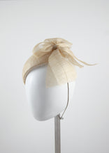 Straw Beret with side bow. Handmade Millinery, made in London side view.