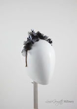 Black and Metallic silver flower crown on headband