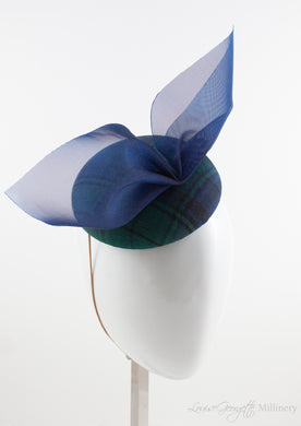 Bespoke Black watch Tartan / plaid  pillbox hat with bow